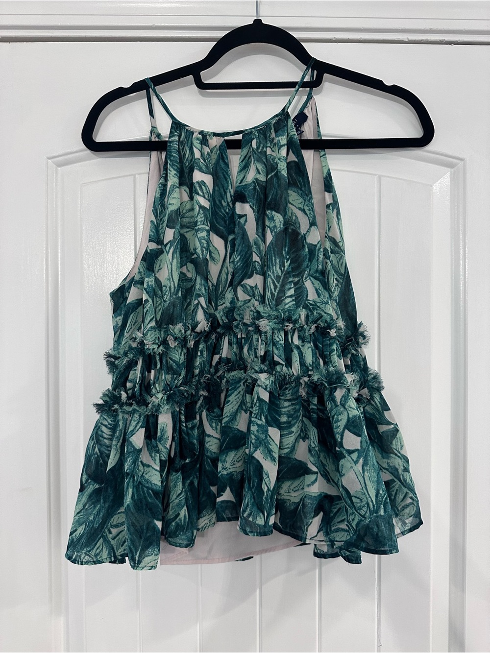 Kaari Blue Green Leaf Halter Camisole